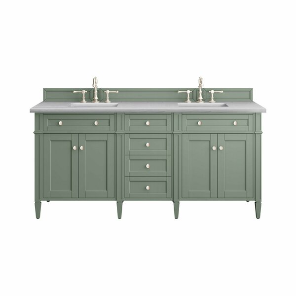 James Martin Vanities Brittany 72in Double Vanity, Smokey Celadon w/ 3 CM Arctic Fall Top 650-V72-SC-3AF